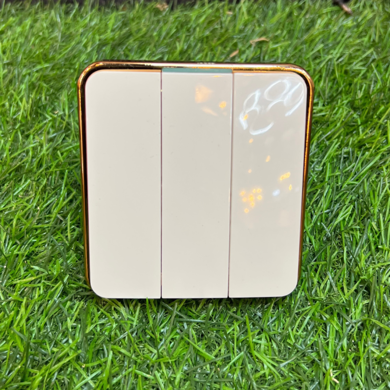 Luxury 3gang 2way Gold & White Switch